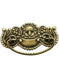 Victorian Style Brass Beaded Bail Pull ‚Äì 3‚Äù Center-to-Center in Antique Brass Finish.